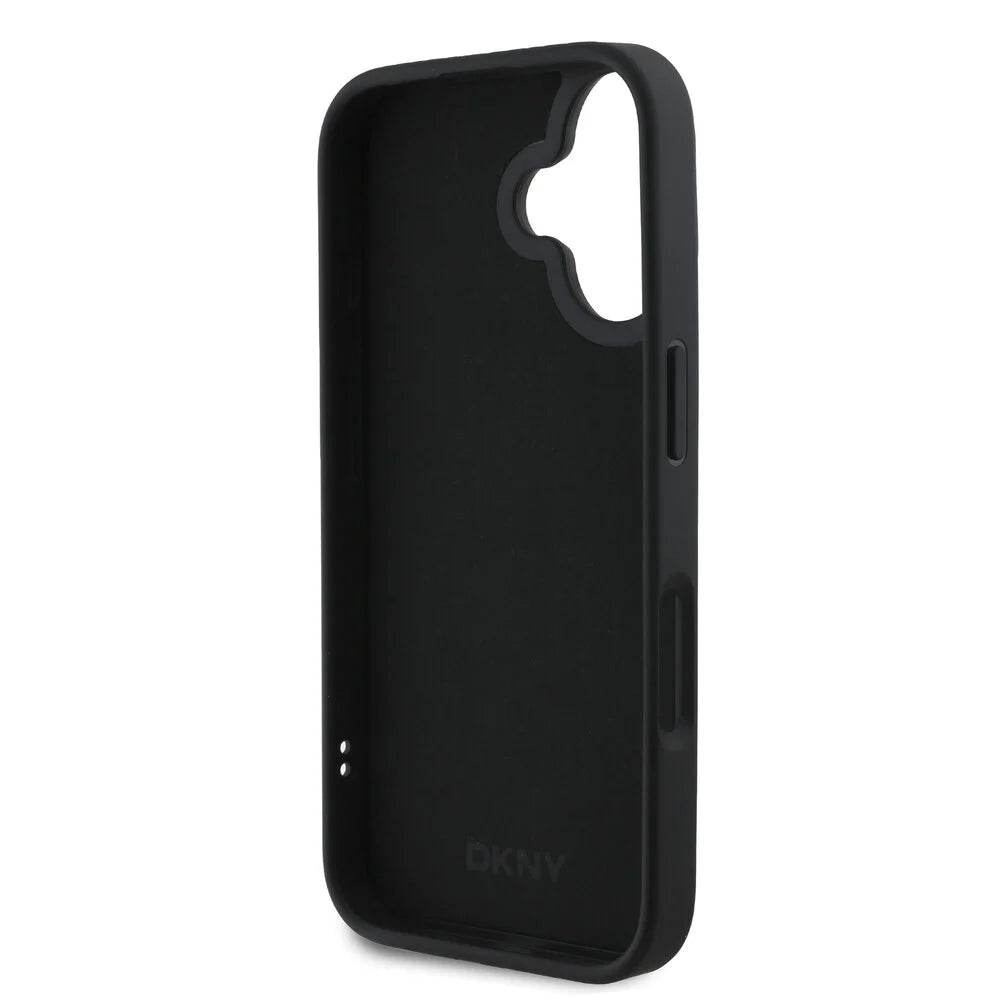 DKNY iPhone 16 Backcover hoesje D Rubber Repeat Logo Line - Zwart