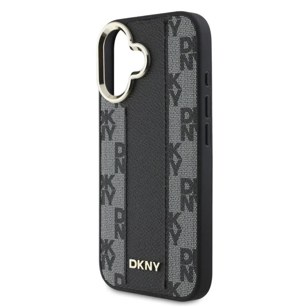 DKNY iPhone 16 Backcover hoesje Magsafe - Checkered Pattern - Zwart