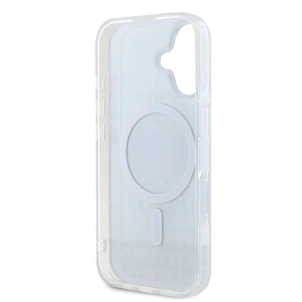 DKNY iPhone 16 Backcover hoesje PC/TPU Repeat Pattern Tonal Stripe Magsafe - Zwart