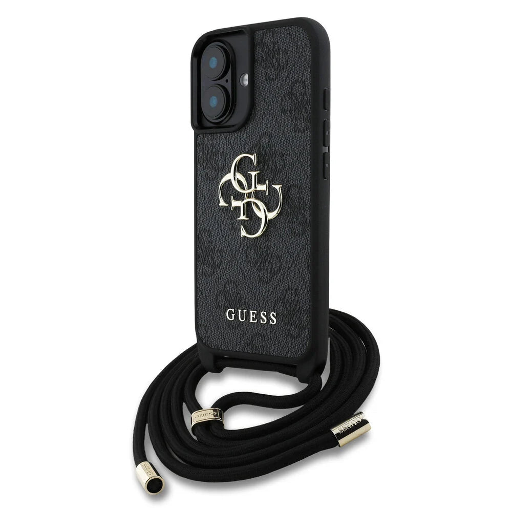 Guess iPhone 16 backcover hoesje crossbody 4G big logo zwart