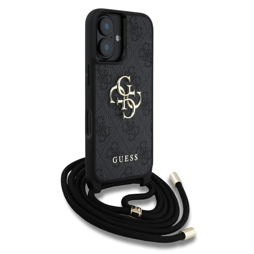 Guess iPhone 16 backcover hoesje crossbody 4G big logo zwart