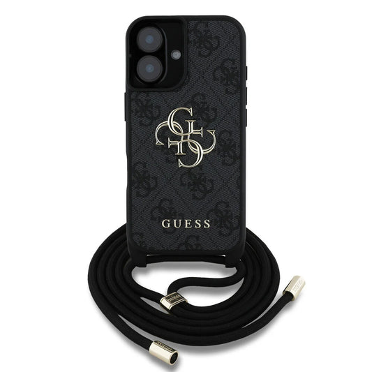 Guess iPhone 16 backcover hoesje crossbody 4G big logo zwart