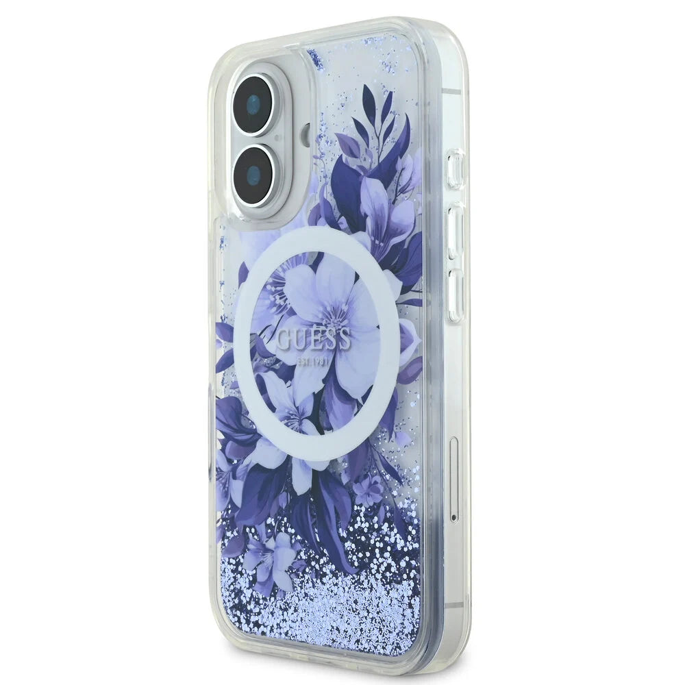 Guess iPhone 16 Backcover hoesje Magsafe Liquid Glitter - Paars