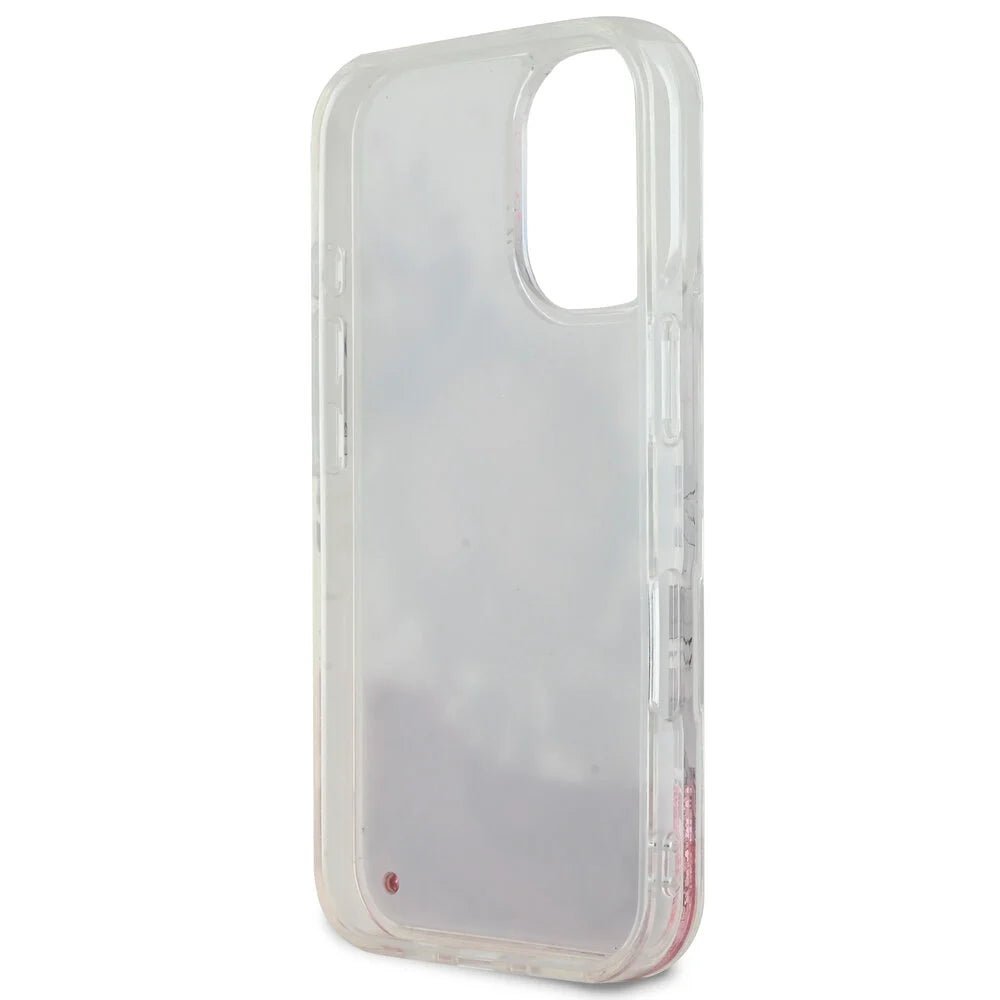 Guess iPhone 16 Backcover hoesje Magsafe Liquid Glitter - Roze