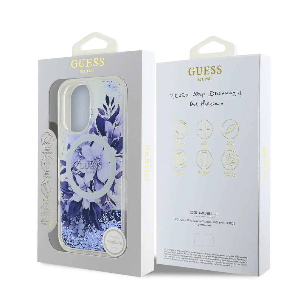 Guess iPhone 16 Backcover hoesje Magsafe Liquid Glitter - Paars