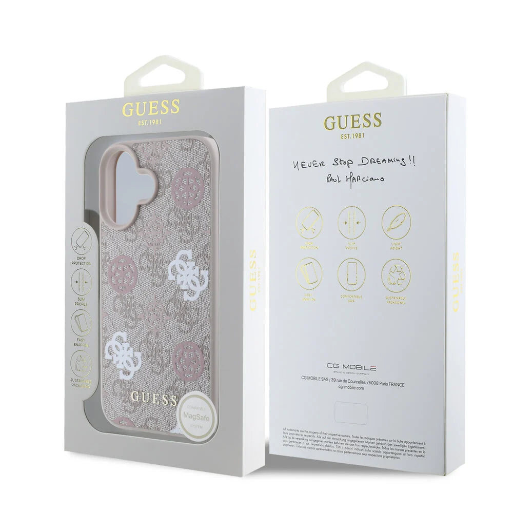 Guess iPhone 16 Backcover hoesje Magsafe - Peony on 4G - Roze