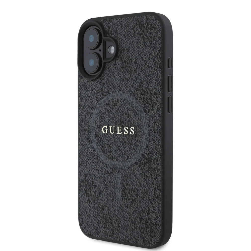 Guess iPhone 16 Backcover hoesje Magsafe PU 4G Ring - Zwart