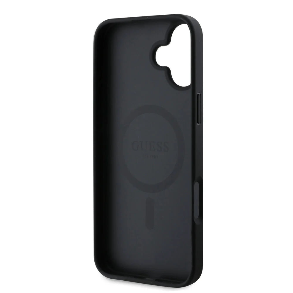 Guess iPhone 16 Backcover hoesje Magsafe PU 4G Ring - Zwart
