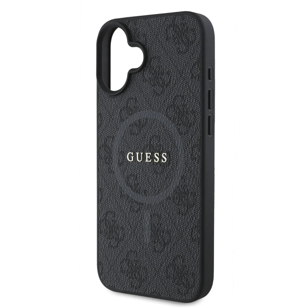 Guess iPhone 16 Backcover hoesje Magsafe PU 4G Ring - Zwart