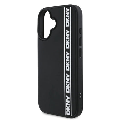 DKNY iPhone 16 Backcover hoesje D Rubber Repeat Logo Line - Zwart