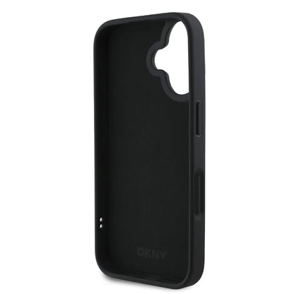 DKNY iPhone 16 Backcover hoesje D Rubber Repeat Logo Line - Zwart