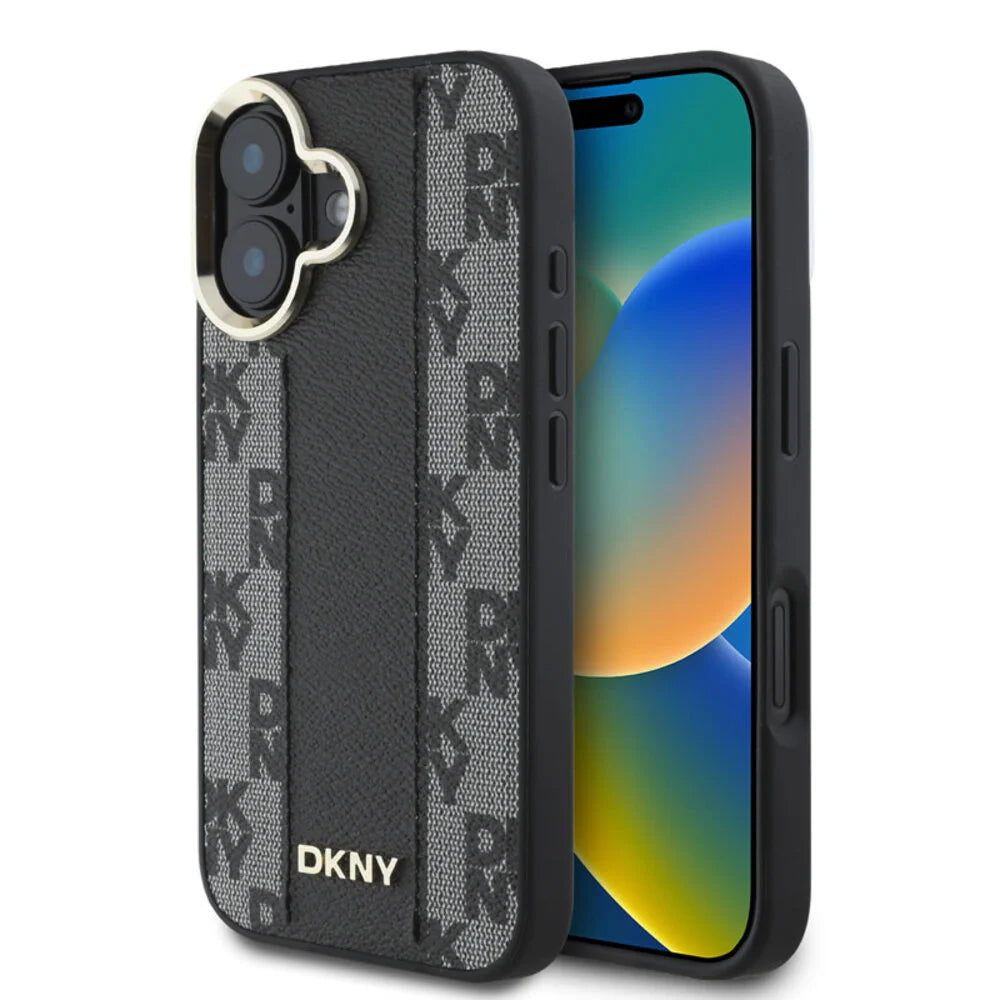 DKNY iPhone 16 Backcover hoesje Magsafe - Checkered Pattern - Zwart