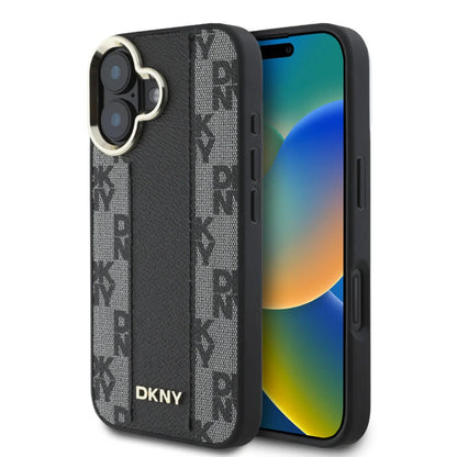 DKNY iPhone 16 Backcover hoesje Magsafe - Checkered Pattern - Zwart
