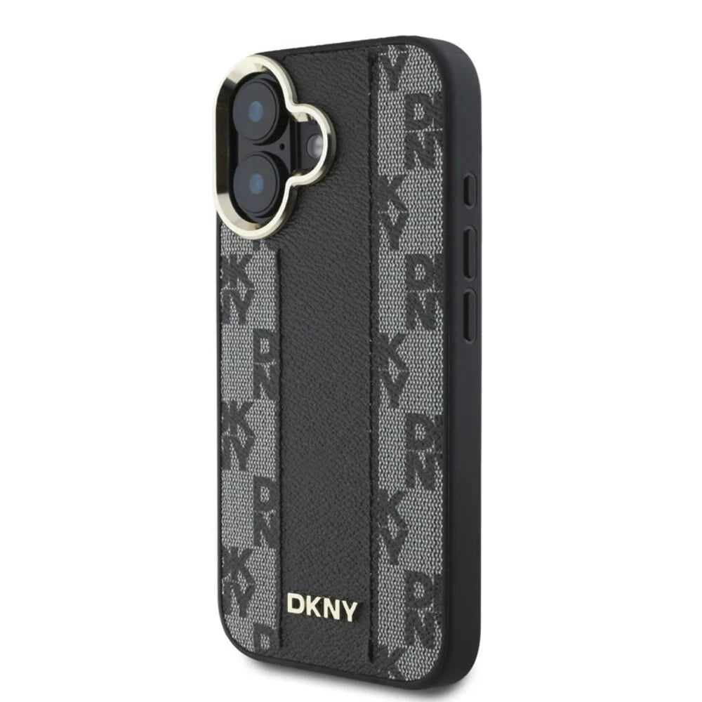 DKNY iPhone 16 Backcover hoesje Magsafe - Checkered Pattern - Zwart