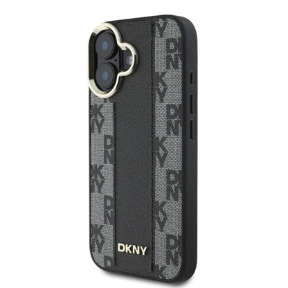 DKNY iPhone 16 Backcover hoesje Magsafe - Checkered Pattern - Zwart