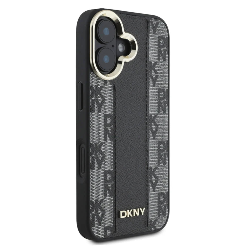 DKNY iPhone 16 Backcover hoesje Magsafe - Checkered Pattern - Zwart