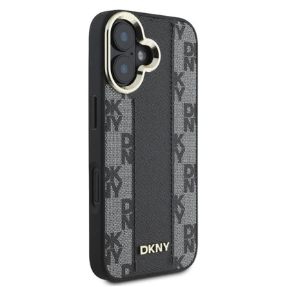 DKNY iPhone 16 Backcover hoesje Magsafe - Checkered Pattern - Zwart