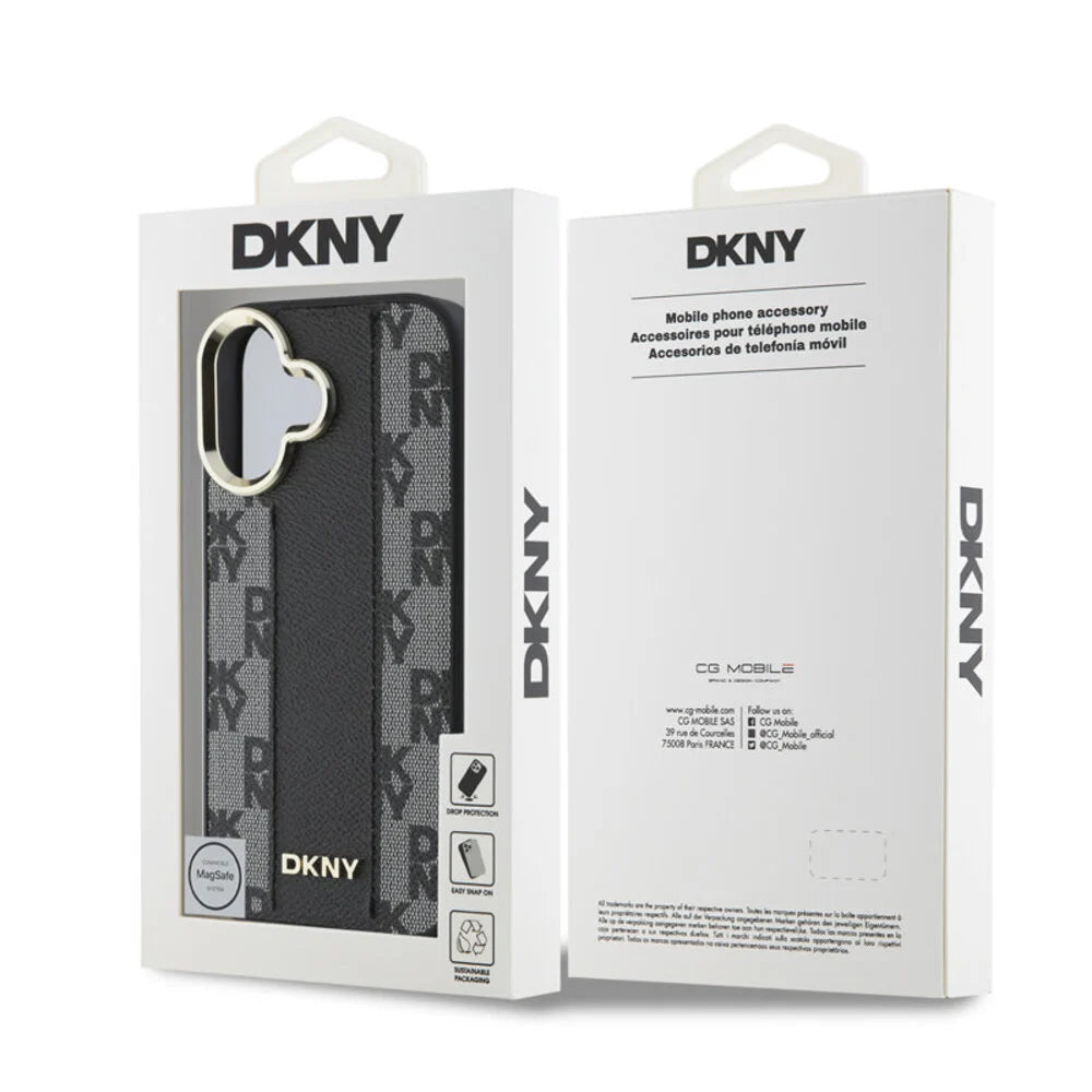 DKNY iPhone 16 Backcover hoesje Magsafe - Checkered Pattern - Zwart