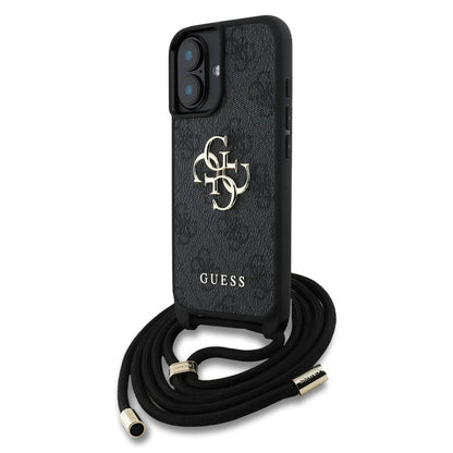 Guess iPhone 16 backcover hoesje crossbody 4G big logo zwart