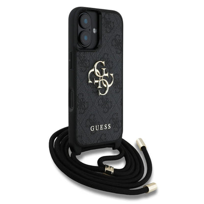Guess iPhone 16 backcover hoesje crossbody 4G big logo zwart