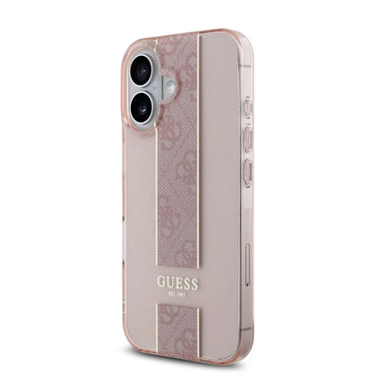 Guess iPhone 16 Backcover hoesje IML 4G Stripe - Roze