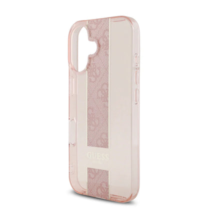 Guess iPhone 16 Backcover hoesje IML 4G Stripe - Roze