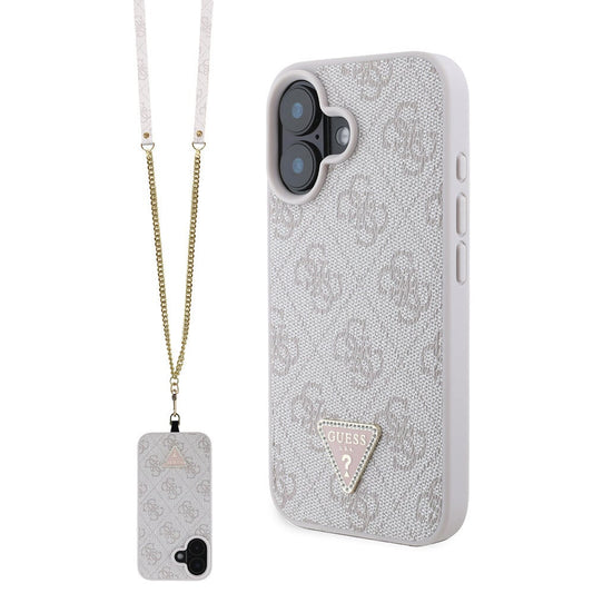 Guess iPhone 16 Backcover hoesje Magsafe IML crossbody cord - Roze