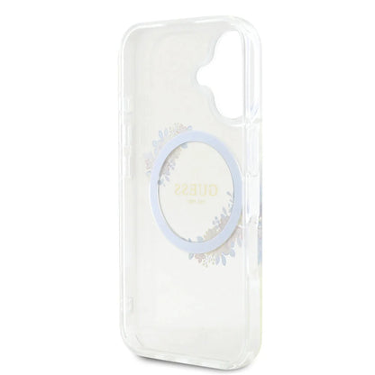 Guess iPhone 16 Backcover hoesje Magsafe IML Flowers - Transparant