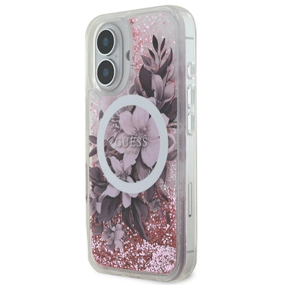 Guess iPhone 16 Backcover hoesje Magsafe Liquid Glitter - Roze