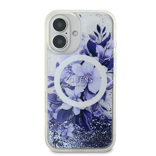 Guess iPhone 16 Backcover hoesje Magsafe Liquid Glitter - Paars