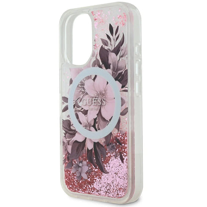 Guess iPhone 16 Backcover hoesje Magsafe Liquid Glitter - Roze