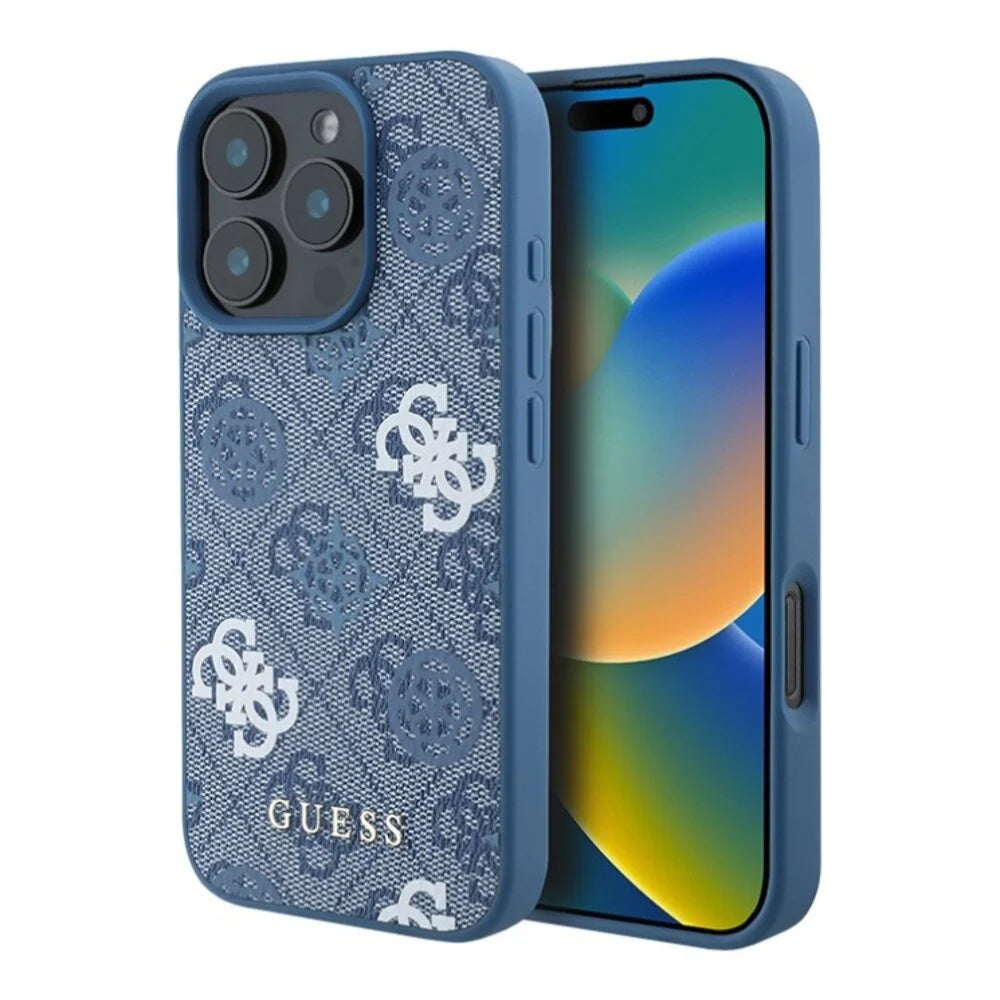 Guess iPhone 16 Backcover hoesje Magsafe - Peony on 4G - Blauw