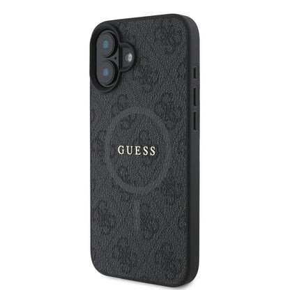 Guess iPhone 16 Backcover hoesje Magsafe PU 4G Ring - Zwart