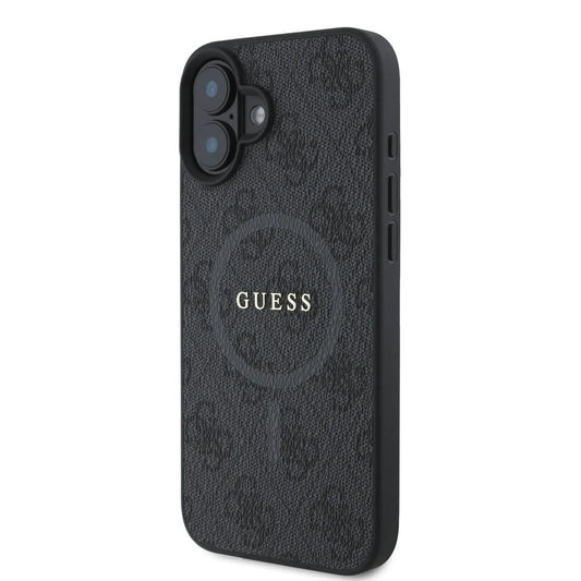 Guess iPhone 16 Backcover hoesje Magsafe PU 4G Ring - Zwart