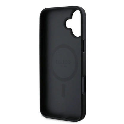 Guess iPhone 16 Backcover hoesje Magsafe PU 4G Ring - Zwart