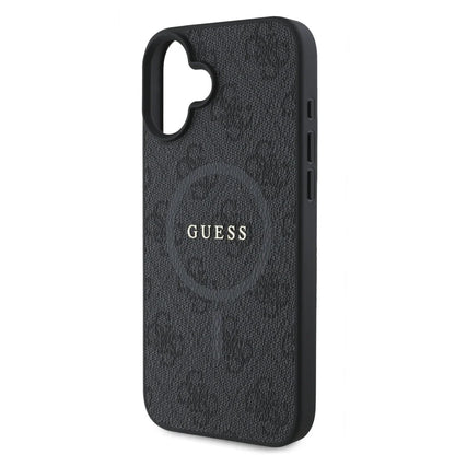 Guess iPhone 16 Backcover hoesje Magsafe PU 4G Ring - Zwart